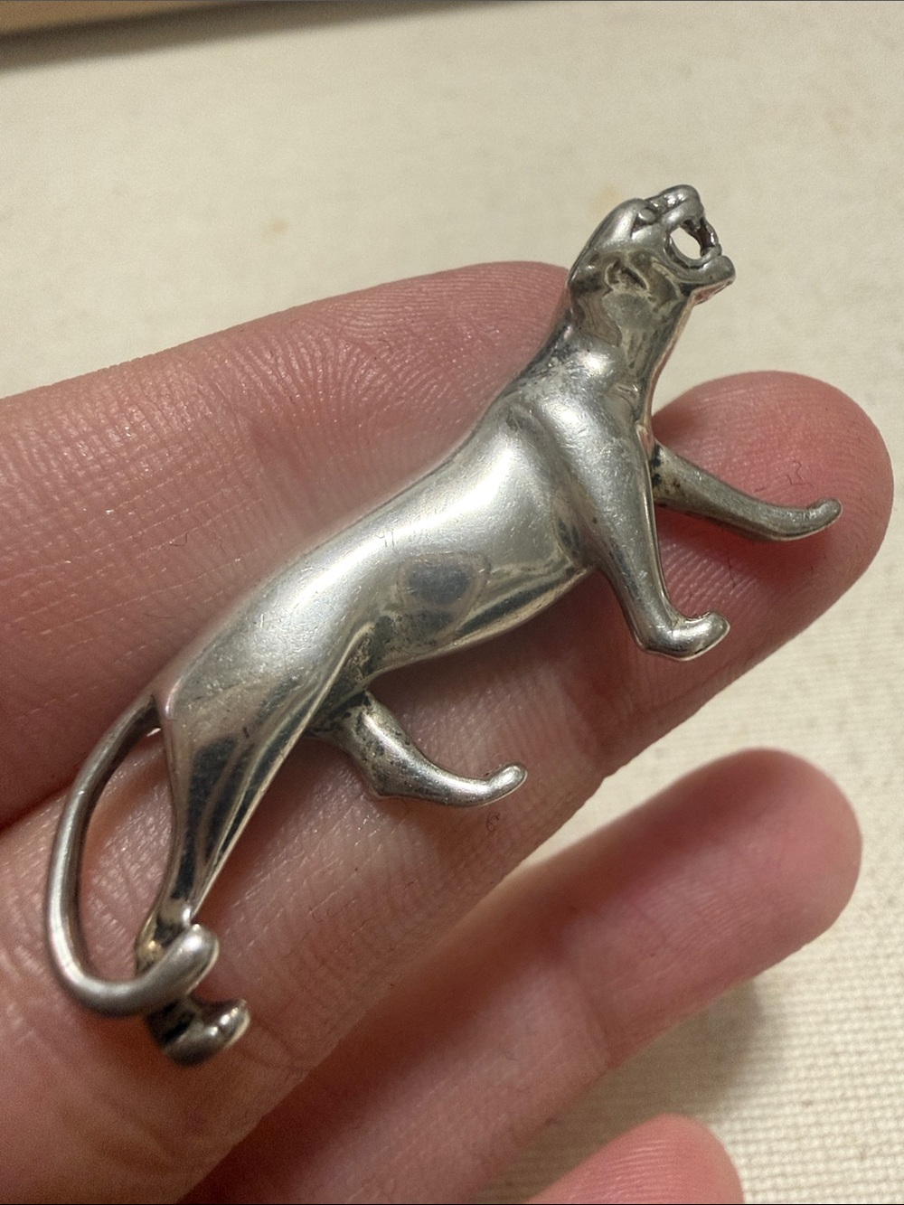 Sterling Silver Panther Figurine Brooch